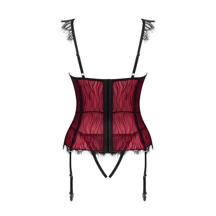 Корсет з відкритими грудьми Obsessive DENISSA та трусиками в комплекті, M/L