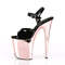 Босоніжки Pleaser Flamingo-809 *8 дюймів на підборах, 4 дюйми з ремінцем на щиколотці, чорні/рожево-золоті