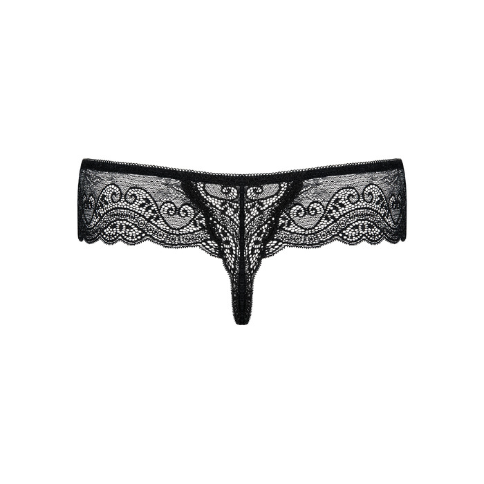 Трусики- стринги кружевные черные Obsessive Miamor L/XL