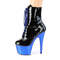 Чоботи Pleaser Adore-1020 на підборах 7 дюймів, черевики на шнурівці спереду 2 3/4 дюйма з PF, чорні/сині