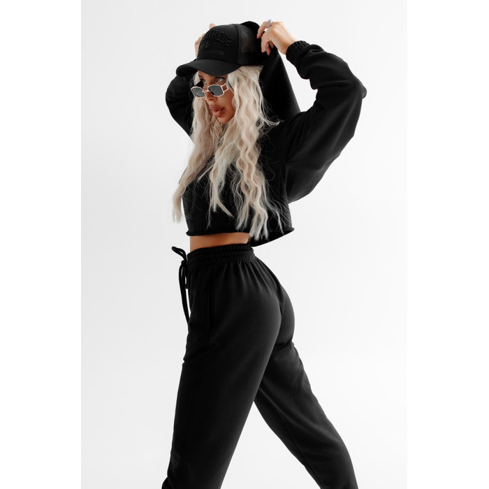 Кофта жіноча Fitzona Victory чорна для фітнесу та танців з вирізами