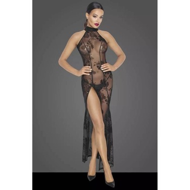 Платье длинное сексуальное с узорами M F239 Noir Handmade, черное