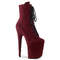 Ботинки Pleaser Flamingo-1020FS. Каблук 8 дюймов, 4-дюймовые PF-ботинки со шнуровкой, молния сбоку, бордовый цвет.