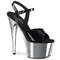 Босоножки Pleaser Adore-709. Каблук 7 дюймов, ремешок на щиколотке 2 3/4 дюйма. Цвет: чёрный/серебристый хром.
