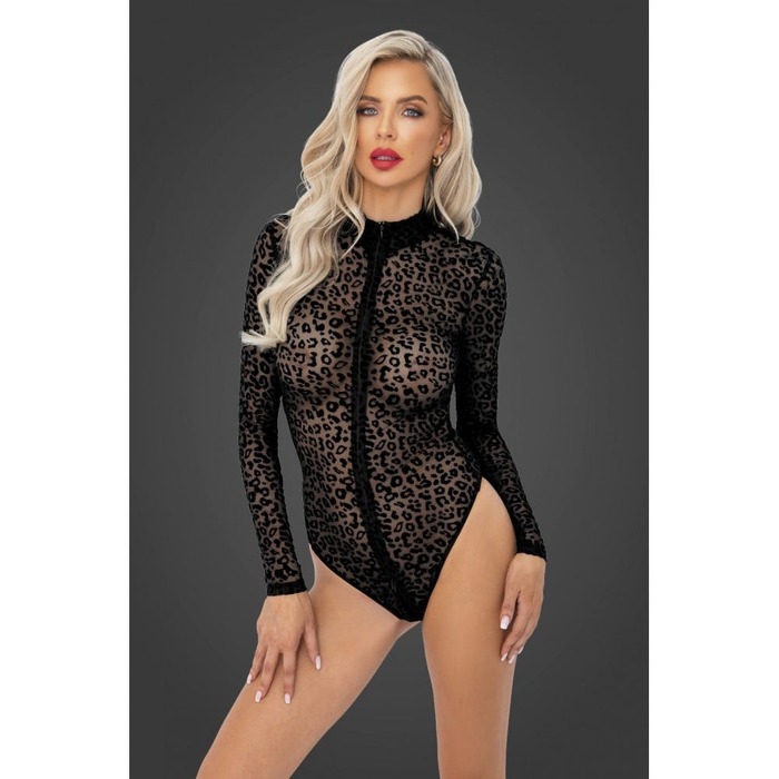 Боди сексуальное с леопардовым принтом M F287 Noir Handmade