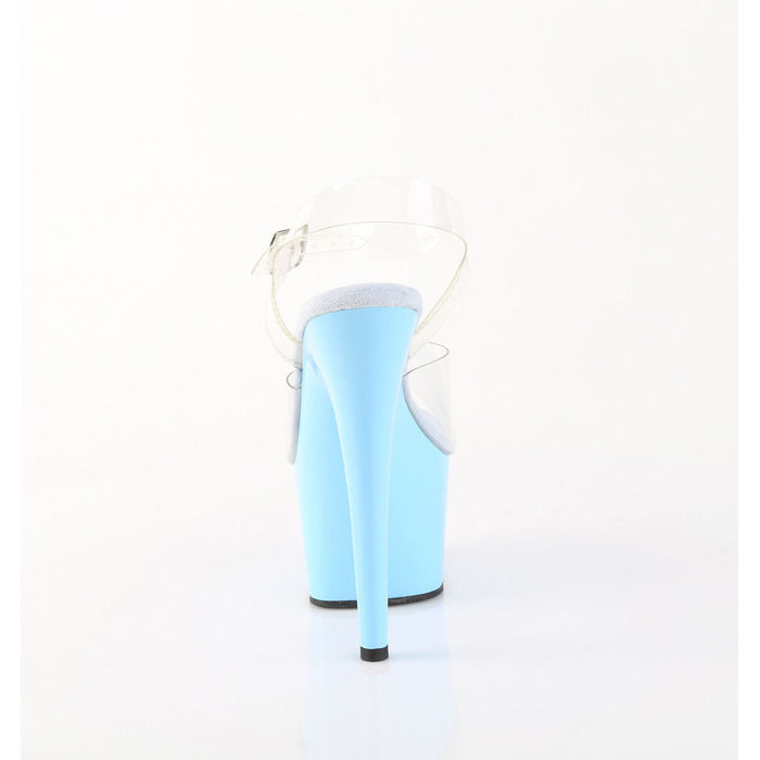 Босоніжки Adore-708 на підборах 7 дюймів, босоніжки з ремінцем на щиколотці 2 3/4 дюйма, прозорі/ніжно-блакитні