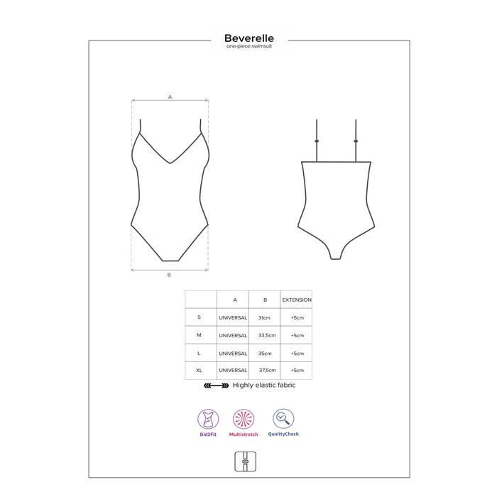 Купальник сдельный Obsessive Beverelle с глубоким декольте и шнуровкой, черный, S