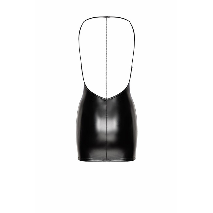 Платье винил, F307 Noir Handmade Mirage, с дорожкой страз по спине, черное, размер S