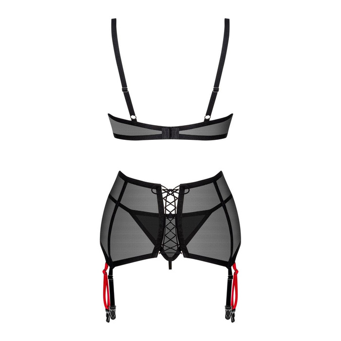 Комплект полупрозрачный XS/S Glandez Obsessive, 3 предмета, черный