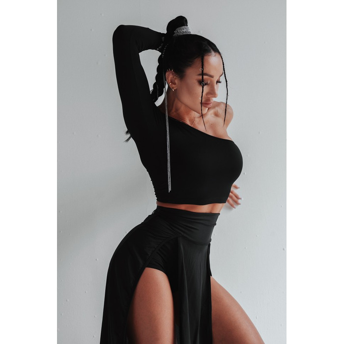 ТОП BLACK ONE SHOLDER TOP WITH LONG SLEEVES