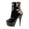 Boots Pleaser Delight-1010, каблук 6 дюймов, корсетный ботильоны PF высотой 1 3/4 дюйма, молния сбоку, красно-черные
