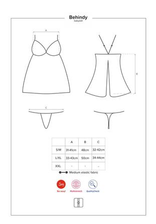 Сорочка Obsessive Behindy с открытыми ягодицами, черная, S/M