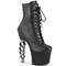 Ботинки Pleaser Irongrip-1020, каблук 7 дюймов, латунь, 3 1/4 дюйма, шнуровка, боковая молния, чёрная искусственная кожа/серебро
