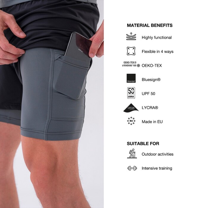 Шорти Double-Layer Shorts with Smart Pockets GREY 318