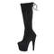 Чоботи Pleaser Adore-2008 **7-дюймовий каблук, 2 3/4-дюймові PF Stretch натягнуті чоботи до коліна, чорні замшеві