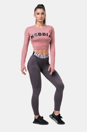 Топ Long Sleeve Thumbhole Sporty Crop Top Old Rose 585 Roze