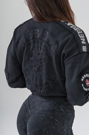 Бомбер Nebbia Washed Bomber Jacket with Contrast Lining LEGEND Black 784