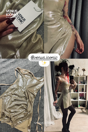 Сукня Venus Iconic METALLIC GLOW для танців з ефектом мокрого металу