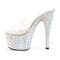 Шльопанці Pleaser Bejeweled-701DM на підборі 7 дюймів, шльопанці 2 3/4 дюйма з PF, прозорі/сріблясті