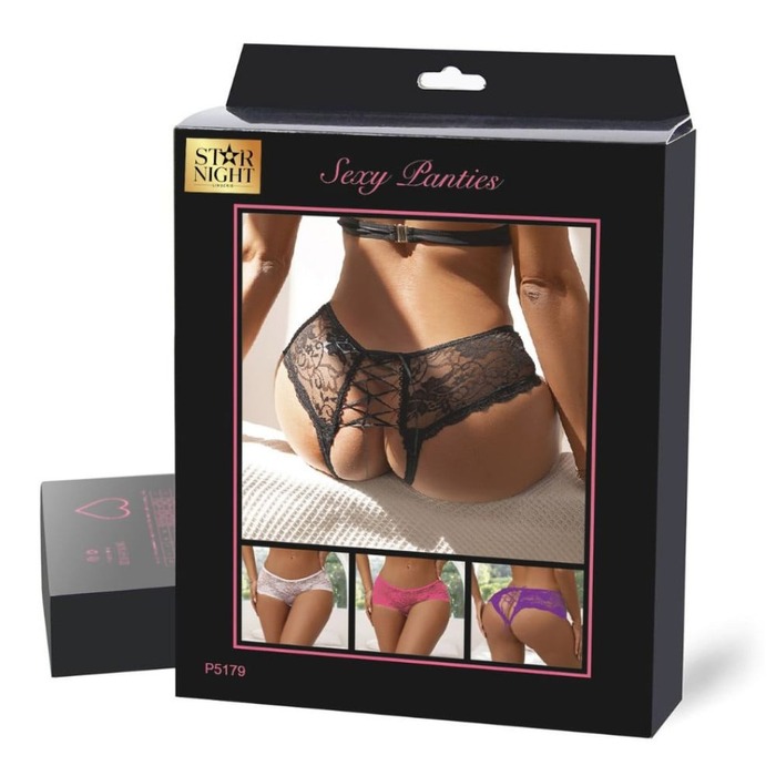 Білі трусики Star Night з квітковим мереживом та відкритим доступом