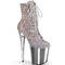 Ботинки Pleaser Flamingo-1020CHRS *Каблук 8 дюймов, ботильоны RS с декоративной отделкой, шнуровка 4 дюйма, боковая молния, разноцветный/серебристый