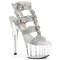 Босоніжки Pleaser Adore-756RS на підборах 7 дюймів, 2 3/4 дюйма з Т-подібним ремінцем та подвійною пряжкою, сріблясті стрази AB/прозорі