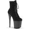 Чоботи Pleaser Flamingo-1020FST *8-дюймовий каблук, 4-дюймові тоновані черевики з PF-зашнуровкою спереду, блискавка збоку, чорні