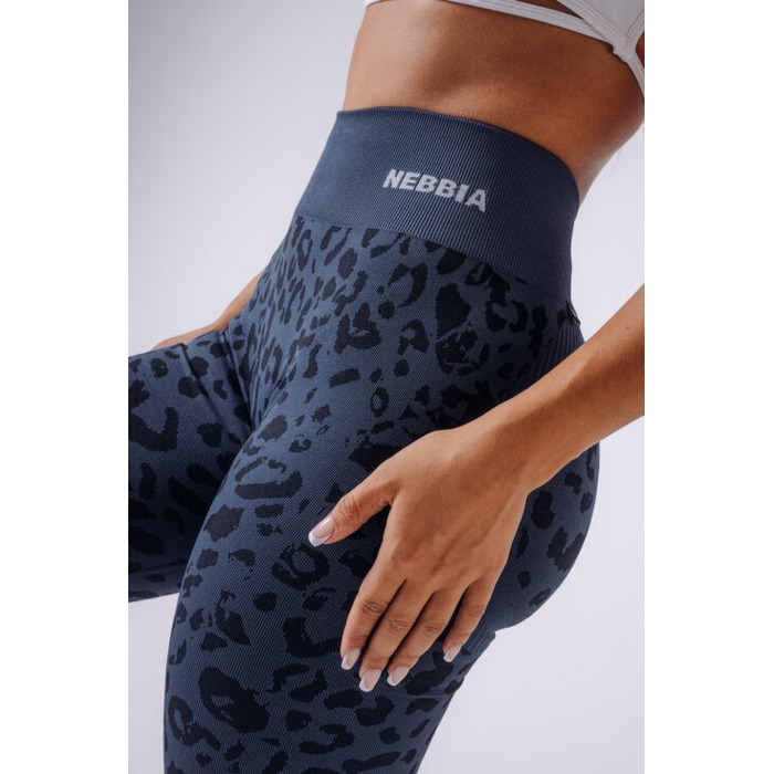 Компрессионные легинсы Nebbia Push-Up PRIMAL с леопардовым принтом, темно-синие, 849