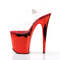 Босоніжки Pleaser Flamingo-808 на підборах 8 дюймів, босоніжки з ремінцем на щиколотці 4 дюйми з хромованою підошвою, прозорий/червоний хром