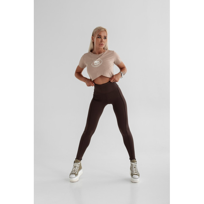 Топ BROWN TEE OVERLAID SHORT SLEEVE