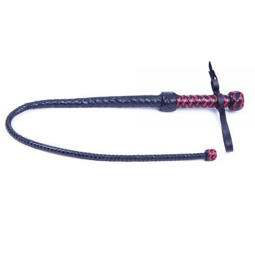 Кнут Leather с твердым наконечником, Black & Red