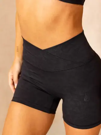 Шорты Ryderwear NKD Stonewash Crossover Scrunch Shorts - Black Stonewash