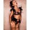 Мереживний комплект Star Night Sexy Set з пір'ям та ланцюжками, чорний, XS-S (без коробки)