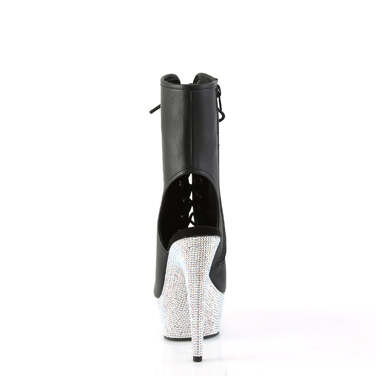 Ботинки Bejeweled-1016-6, каблук 6 дюймов, PF 3/4 дюйма, открытый носок/пятка, шнуровка, wRS, черная искусственная кожа/серебристый