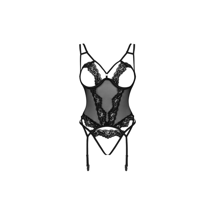 Комплект (корсет + трусики) Obsessive Setilla corset black L/XL