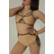 Oxygen Ribbon — Высокие шорты с вырезами для сцены, стрип-пластики и Exotic Dance, бежевые