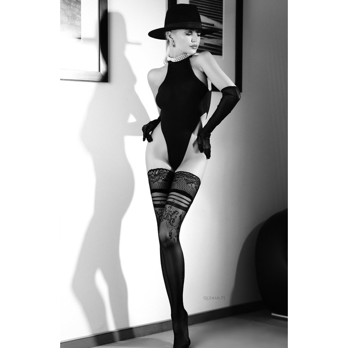 Панчохи самофіксовані Ballerina's Secret з люрексом та декоративною вишивкою, L/XL