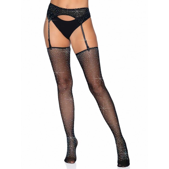 Комплект поясів та панчохи зі стразами Leg Avenue Garter belt and stockings set O/S