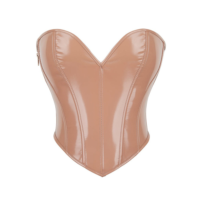 Корсет Star Night из лакированной кожи, на шнуровке, бежевый, M (без коробки)