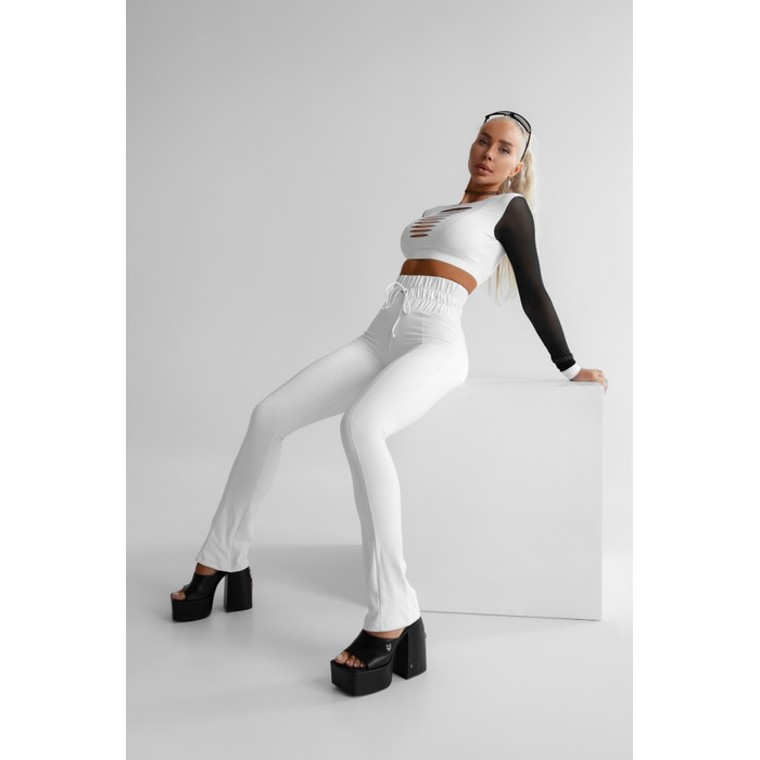 ЛЕГИНСЫ WHITE LEGGINGS WITH RUFFLED WAISTBAND