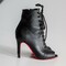 Профессиональные хилсы Premier из натуральной кожи с язычком – обувь для современных танцев с открытым носком и шнуровкой. Ботильоны для High Heels (хай хилс)., Черный 9,3 см, Классическая резиновая, натуральная кожа, С язычком