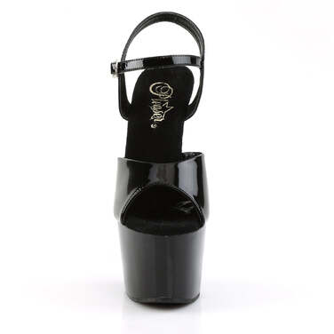 Босоніжки Adore-709 на підборах 7 дюймів, чорні з ремінцем на щиколотці 2 3/4 дюйма