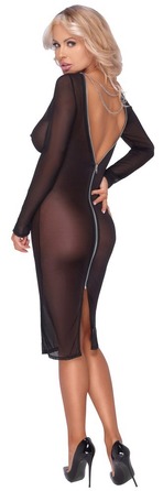 Платье полупрозрачное Cottelli Collection, с молнией, черное, размер S