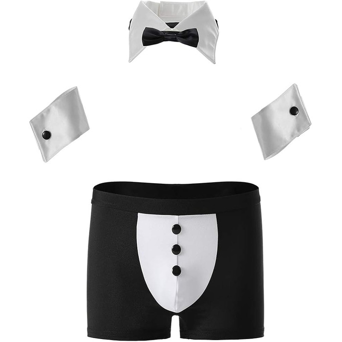 Комплект Офіціант Sunspice боксери, метелик, манжети, чорно білий, O/S