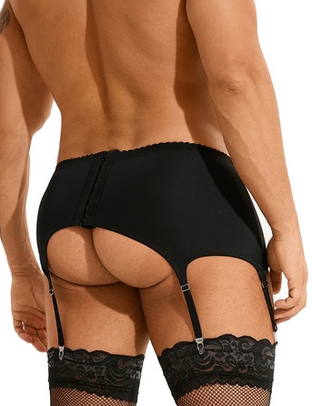 Чоловічий мереживний пояс з підв'язками Star Night чорний, XL