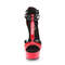 Босоніжки Pleaser Delight-663 на підборах 6 дюймів, двоколірні босоніжки з Т-подібним ремінцем на щиколотці 1 3/4 дюйма, чорні/червоні