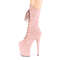Чоботи Pleaser Flamingo-1050FS *8-дюймовий каблук, 4-дюймові черевики зі шнурівкою спереду до середини ікри, блискавка збоку, рожеві