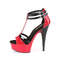Босоніжки Pleaser Delight-663 на підборах 6 дюймів, двоколірні босоніжки з Т-подібним ремінцем на щиколотці 1 3/4 дюйма, чорні/червоні