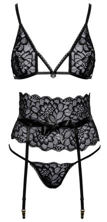 Комплект белья Suspender Set black S/M