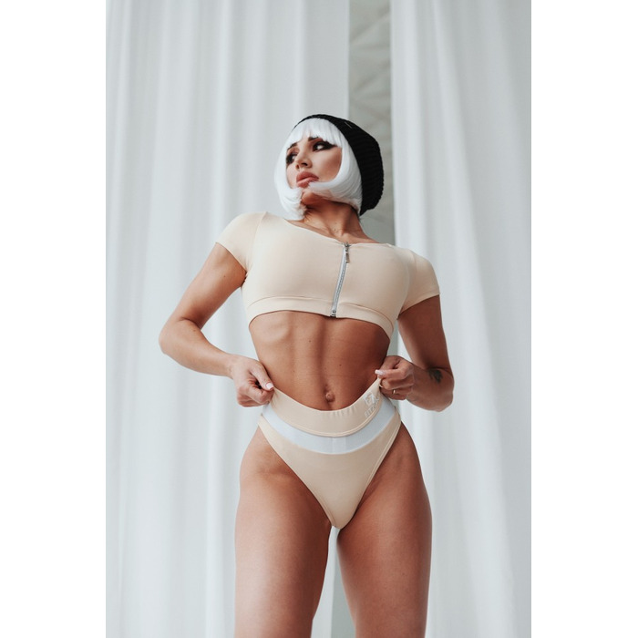 Топ Fitzona BEIGE SWIMSUIT TOP WITH SLEEVES AND ZIPER